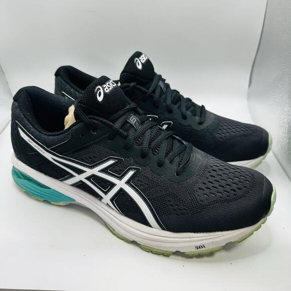 Asics GT-1000 6 VI Black Atlantis Green Womens 10 Running Shoes Trainers T7A9N - Picture 2 of 8